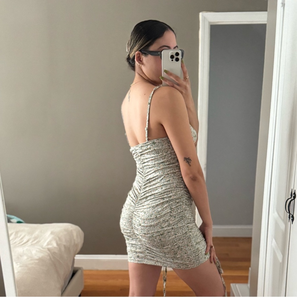 Floral Ruched Mini Dress - Picture 2 of 4